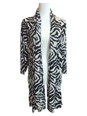 Papa Vancouver Open-Front Zebra Print Cardigan - Black & White